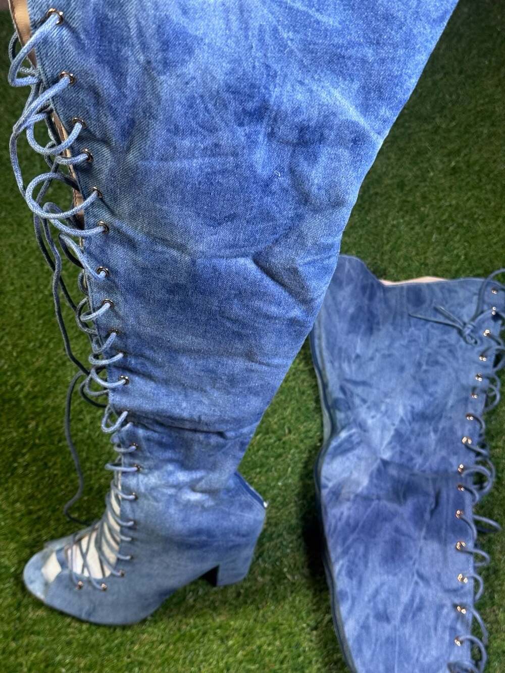 Fashion Nova Living Legacy Over The Knee Denim Boots - Picture 8 of 11